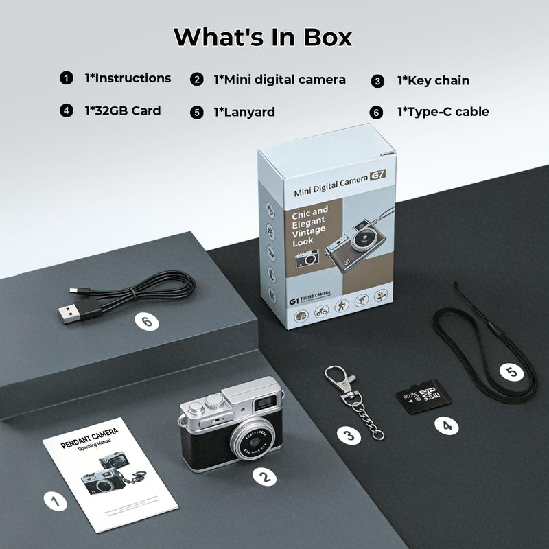 Mini Digital Camera 1080P HD - Keychain Small Camera with 64GB Card, 0.96" HD Display, Fun Pocket-Sized Gadget for Kids & Adults,Video Recorder with Long Battery Life for Travel, Black