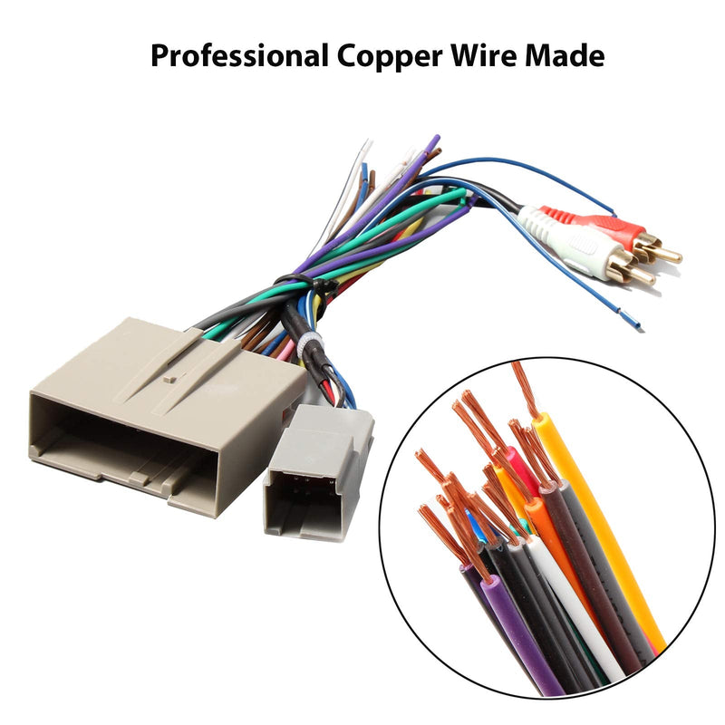 RED WOLF Radio Wiring w/Antenna Adapter RCA Input Replacement for Ford 2006-2012, Lincoln 2006-2010, Mercury 2006-2009 Aftermarket Stereo Install Wire Cable Harness with RCA Adapter Plug Radio harness w/Antenna