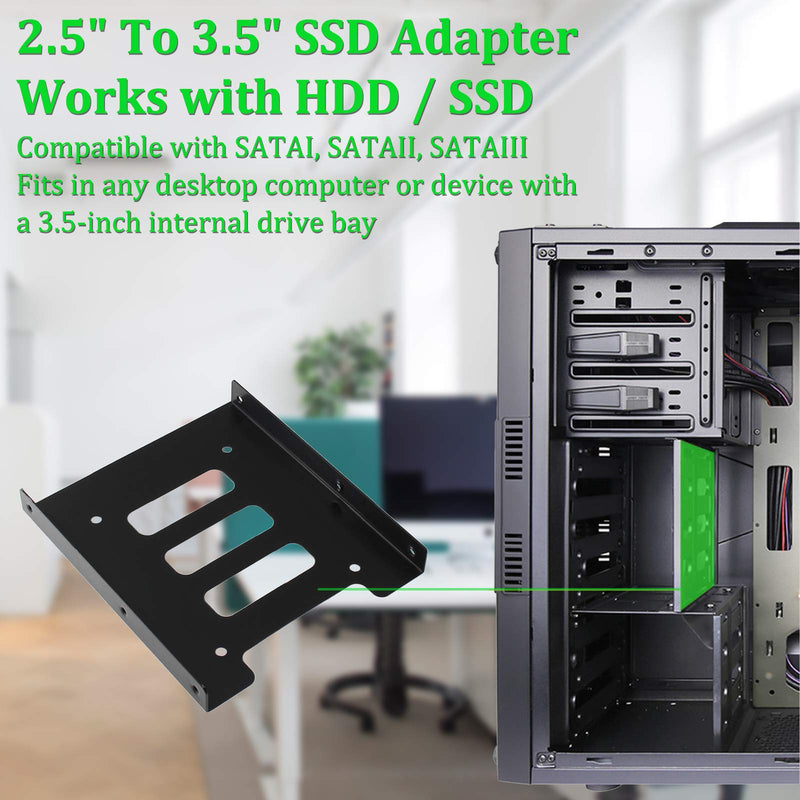 PHITUODA 8Pcs 2.5" to 3.5" SSD HDD Hard Disk Drive Bays Holder Metal Mounting Bracket Adapter with Screws for PC Pack of 8