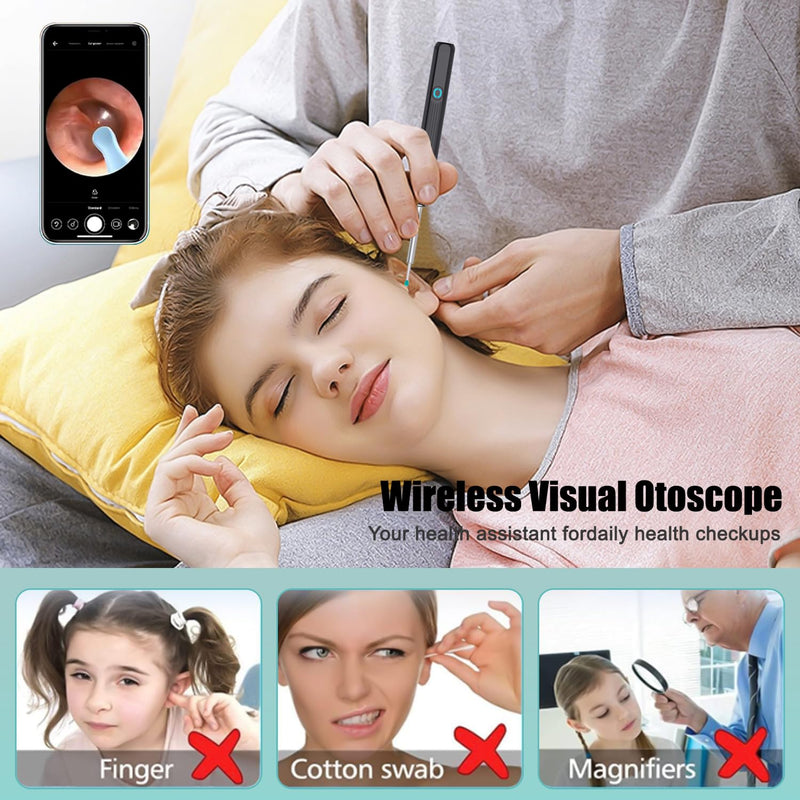 Ear Wax Remover Otoscope, WiFi Ear Cleaner Camera 1080P HD Ear Camera IPX5 Waterproof Ear Mirror 3.5 mm Lens Ear Endoscope with 6 LEDs for Phone, Pad and Android Smartphones