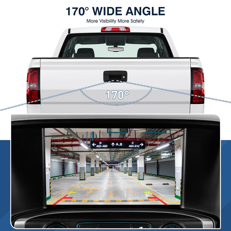 Rear View Backup Camera Fit for Chevy Silverado GMC Sierra 1500 2016-2019 | Safety Parking Back Up Assist Camera Fit for GMC Sierra 1500 HD 2500 HD 3500 HD 2016-2018 OE Number 84062896 Fit for Chevy Silverado 2016-2018