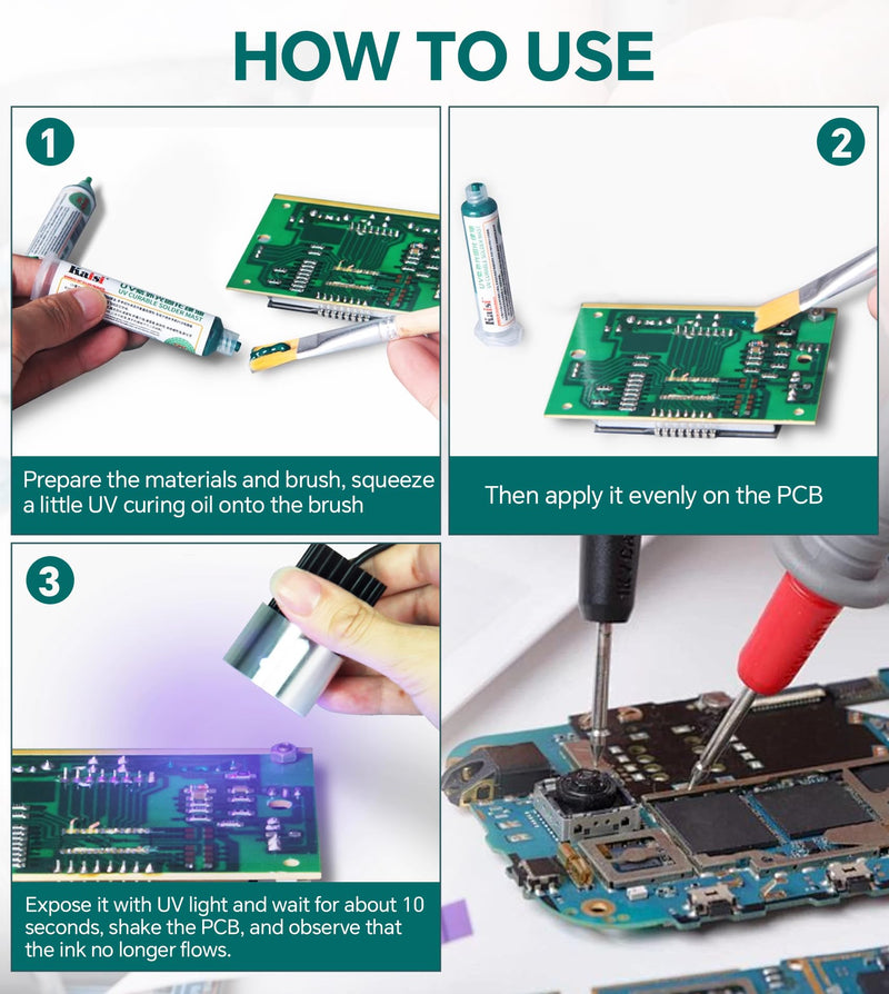 Solder Mask Ink, 1 Piece UV Light Curing Solder Mask Ink, BGA PCB Solder Resist Ink, UV Curing Solder Resist Combination for Insulating and Protecting Electronic PCB Components
