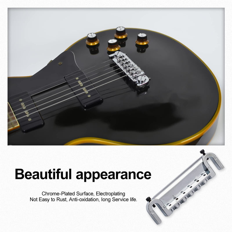 SAPHUE Wraparound Bridge Tailpiece Intonatable Combo Bridge Tailpiece for Solid-body Electric Guitar (Chrome) Chrome