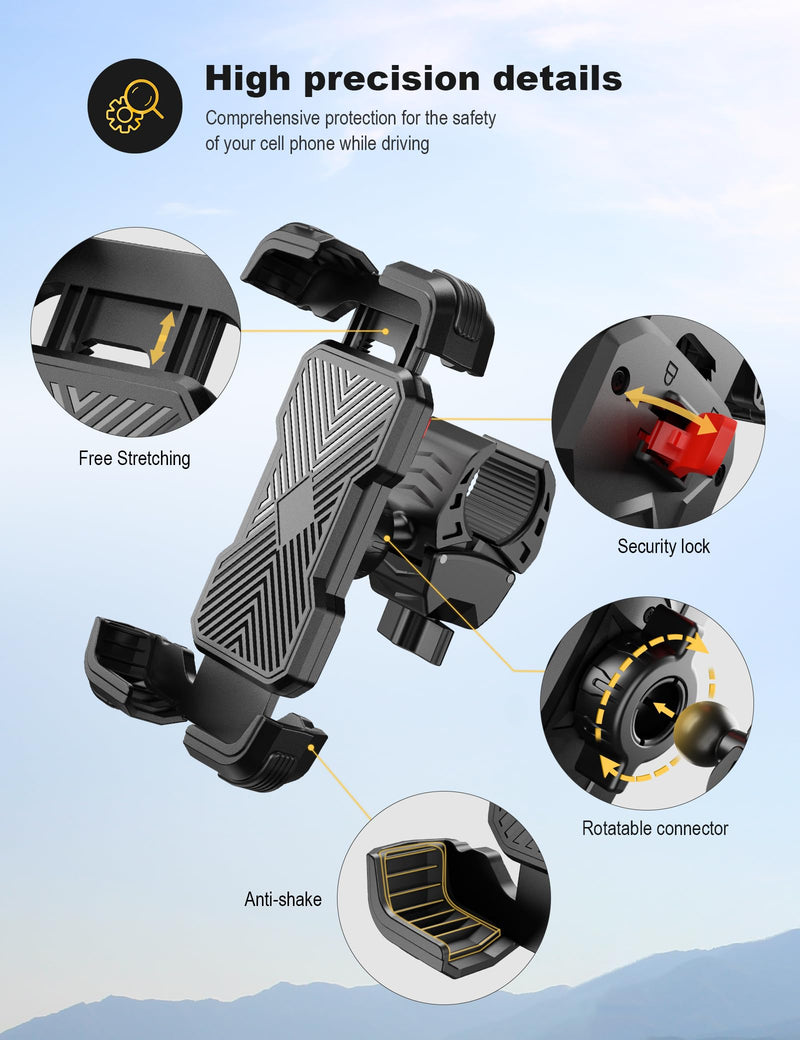 Bike Phone Holder Universal Motorcycle Phone Holder for Road Bike MTB Scooter with 360 Rotate for 4.7-7.2 Inch Smartphone