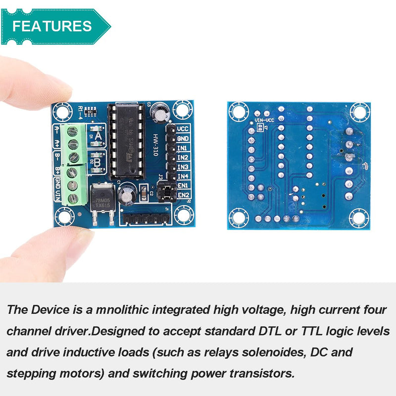 Motor Driver L293D 4 Channel Mini Motor Drive Expansion Board Motor Forward and Reverse Control PWM Speed Regulation DC 4.5V-36Vwith DC Female Cable Dupont Cable, 2 pcs