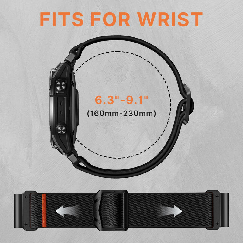 Bandletic Nylon Strap and Magnetic Band Compatible with Garmin Watch 22mm