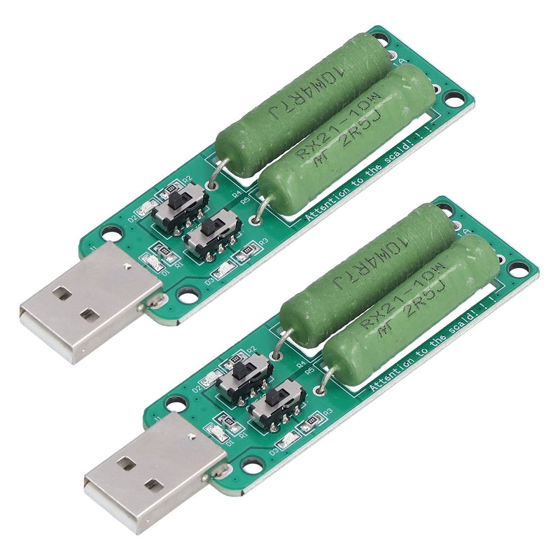 Eujgoov USB Load Tester Power Bank Discharge Resistor 5 V 1 A / 2 A / 3 A Switchable Load Resistor Discharge Ageing Resistance Electronic Load Detector Pack of 2