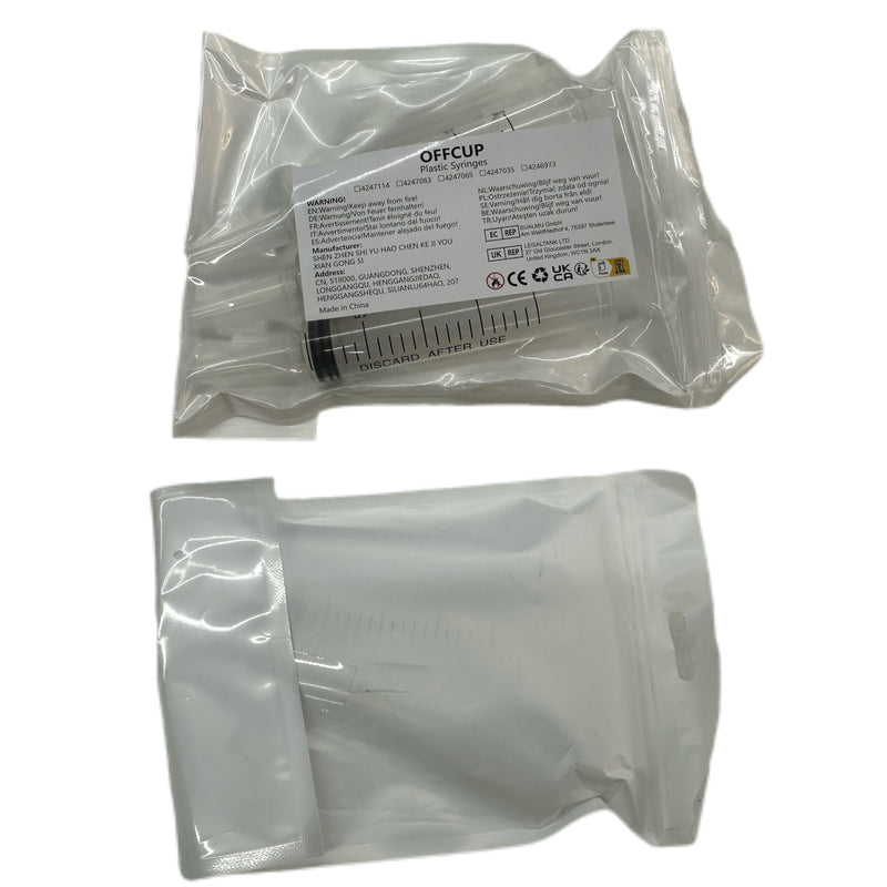 OFFCUP Plastic Syringe 20 ml, Pack of 3 Disposable Syringes, Feeding Syringe, Plastic Tube, for Small Pet Feeding, Engine Oil or Brake Fluid [Not Medical Use] 20 ml x 3
