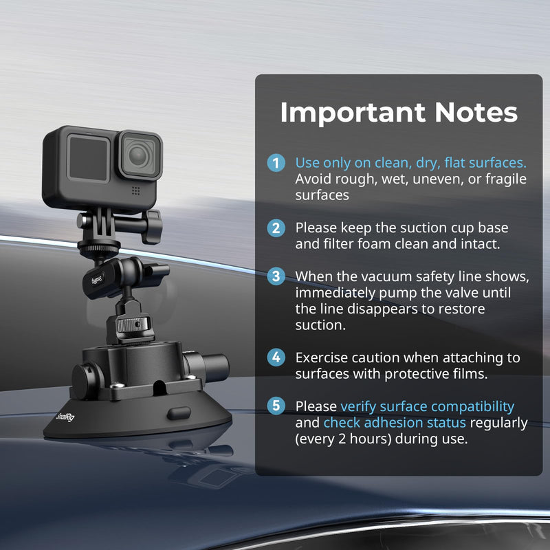 [AUSTRALIA] - SMALLRIG 4.5" Suction Cup Mount with Ball Head Magic Arm, Camera Mount for DJI Osmo Action 5 Pro/4, for Insta360 x5, for Gopro 13/12,on Car Windshield or Window, Compatible with Action Cameras-5855 4.5" 