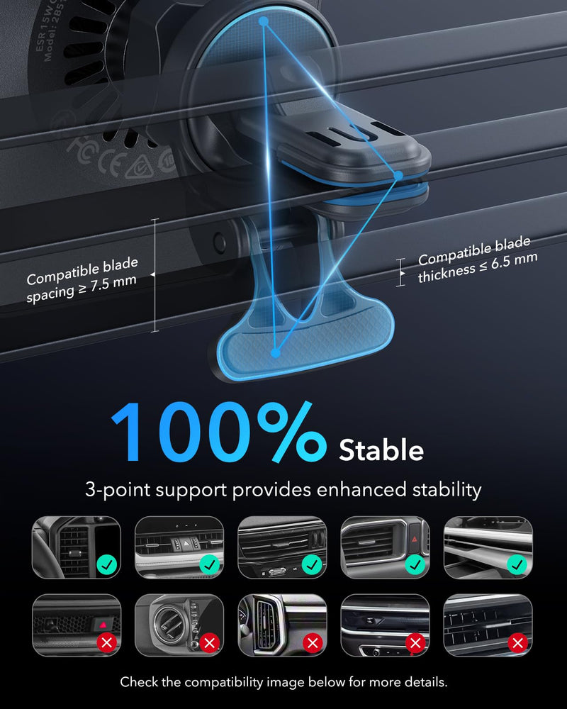 ESR for 15W MagSafe Car Mount Charger w/CryoBoost, Made for Apple-Certified | Magnetic Wireless Car Phone Charging for iPhone 17/16/15/14/13/12, S26/S25, Fast Charging, Cooling