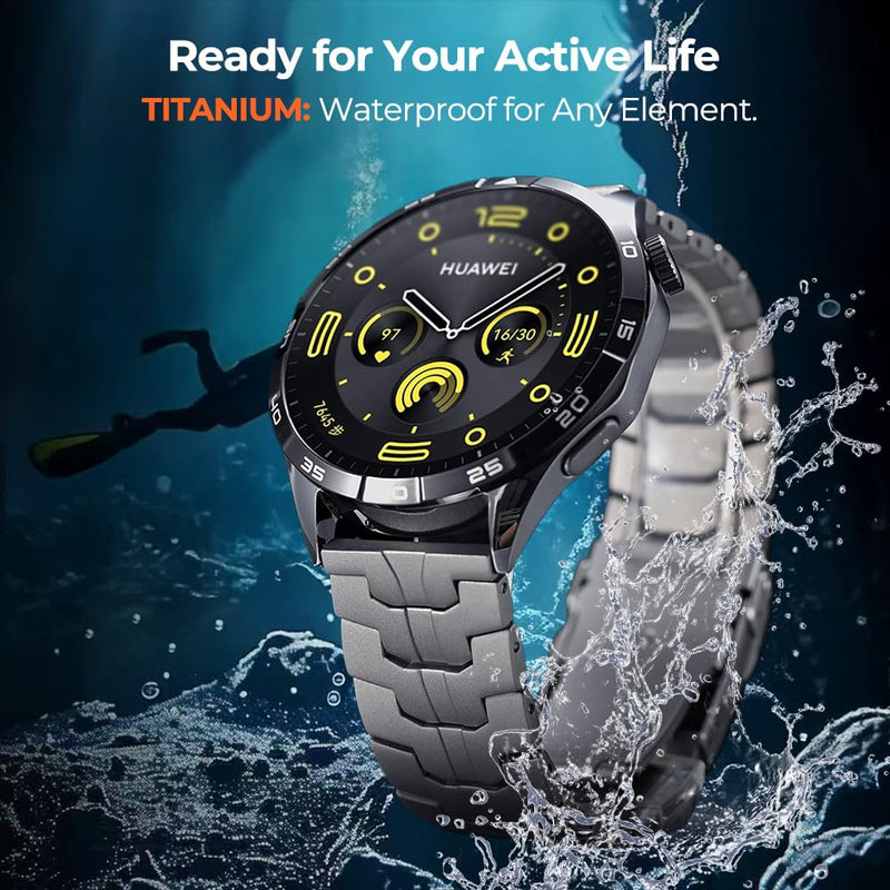 22mm Titanium Metal Band for Huawei Watch GT Runner 2/GT6/6Pro 46mm | For GT 5/4/3/3Pro/Active/Classic/2 Pro/Sport/Elegan| 40% Lightweight,Skin-Friendly,Corrosion Resistance,Fit Wrists 6.3''-9'' silver 22mm