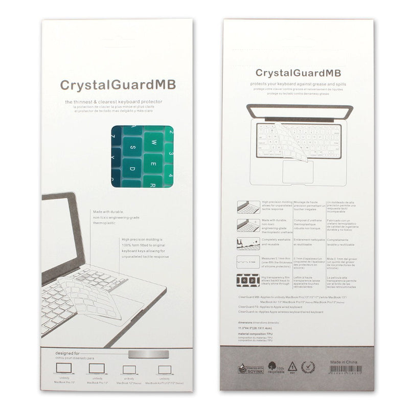Batianda New Ombre Color Keyboard Cover Protector Silicone Skin for Old Version MacBook Air 13" MacBook Pro 13" 15" 17" (with or w/Out Retina Display) - Gradient Green