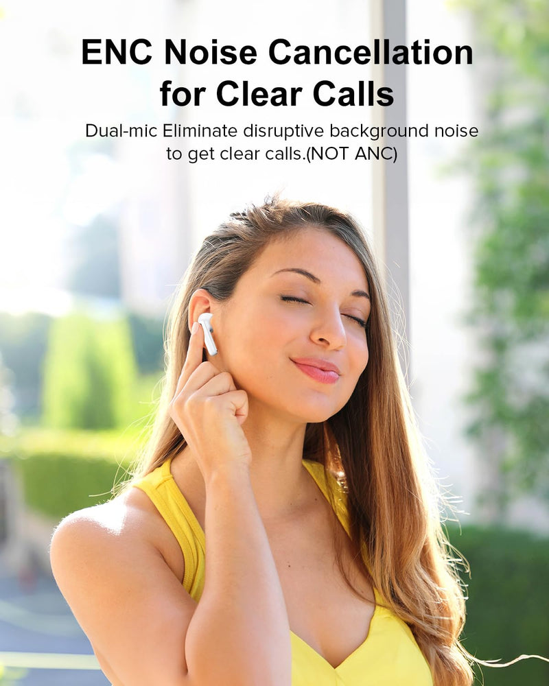 [AUSTRALIA] - Wireless Earbuds, 42H Playtime Bluetooth 5.3 Headphones, HIFI Stereo Call Noise Cancelling Earbuds, IPX7 Waterproof Stereo in-Ear Earphones with LED Display for IOS Android Cell Phone (White) White 