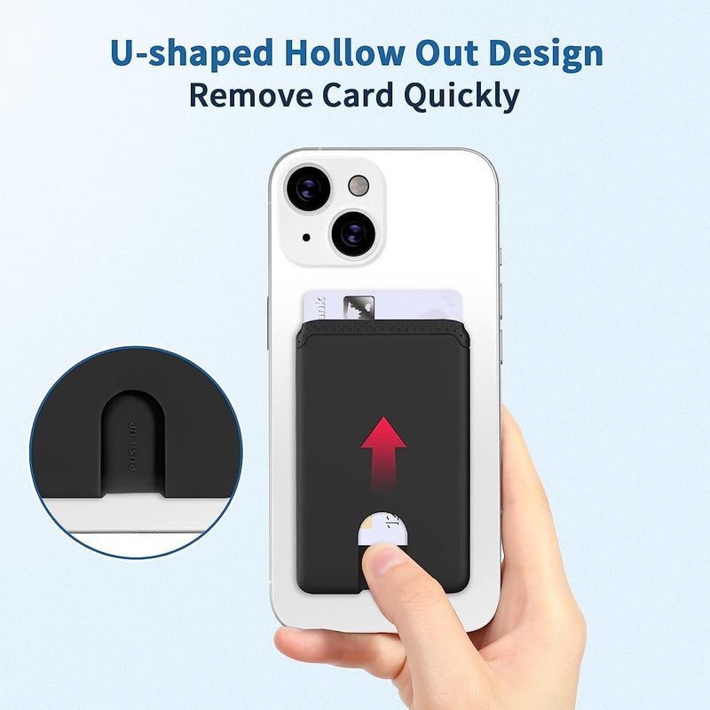 Senose Phone Card Holder, Silicone Anti Slip Out Phone Wallet Stick On Credit Card Holder, Id Card Pouch Compatible for iPhone 13/12 Pro Max Samsung Galaxy Smartphone, 3 Pack (Black) Black*3