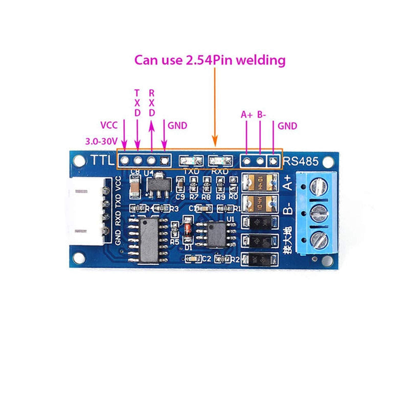 ALMOCN 5 Pack TTL to RS485 Adapter Module 3.3V 5V 485 to TTL Signal Single Chip Serial Port Level Converter Borad with RXD, TXD Indicator 5PCS