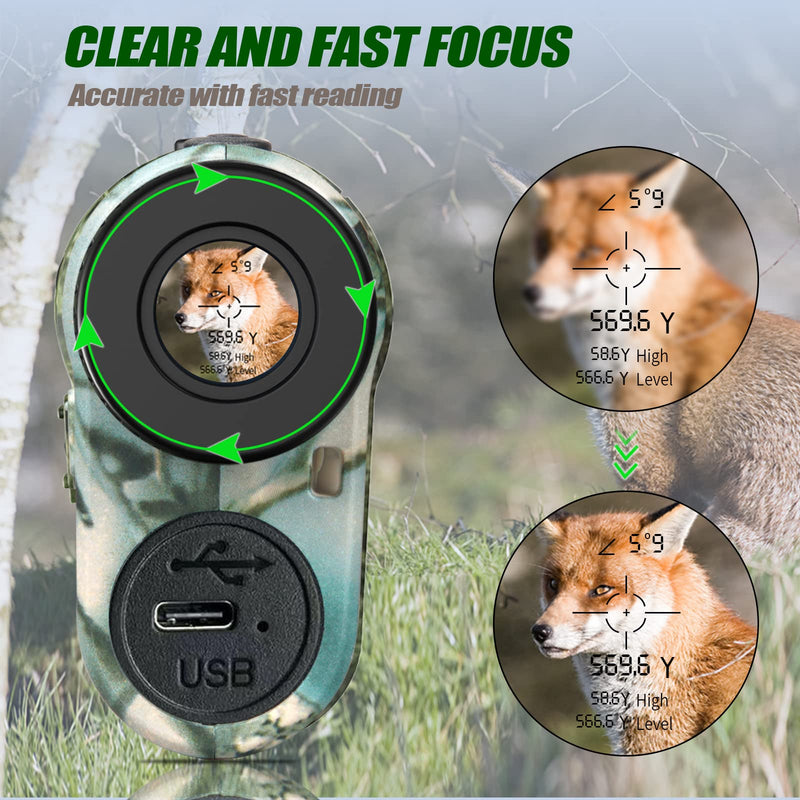 [AUSTRALIA] - Hunting Laser Rangefinder with Rechargeable Battery 1000 Yards Hunting Range Finder with Target Acquisition Technology Easy-to-Use Clear Accurate Rangefinders for Hunters 1000Y Camo New 