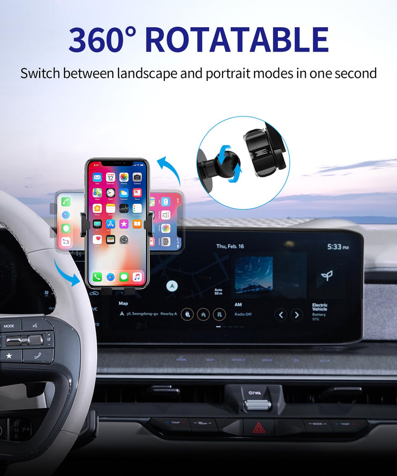 Auto Clamp Car Phone Holder for Kia EV9 2024-2026 Accessories, 12.3" Screen | Universal Mechanical Clip Cell Phone Mount Accessories Fit iPhone Android,Automobile Cradle GPS Dashboard Navigation Bracket