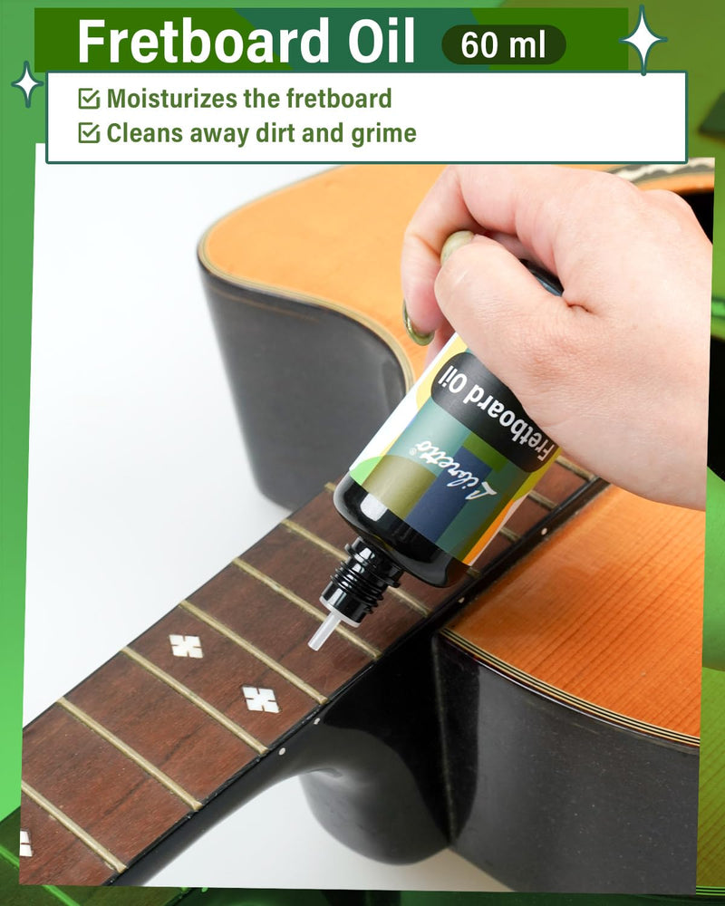 Libretto Guitar Cleaning Kit, 2 Pack Guitar Maintenance Set with Polish, Fretboard Oil and 2 Microfiber Cloths, All in One Care for Acoustic and Electric Guitars 2-Pack