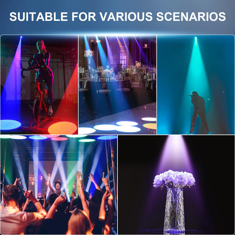 10W RGBW 4 in 1 Mini Pinspot Lights Wireless Control Spotlight Super Bright Beam Pin Spot Light Disco Ball Lights Jump Gradual Breathe Modes for Disco Party Club Wedding Theater(Black, 2) Black