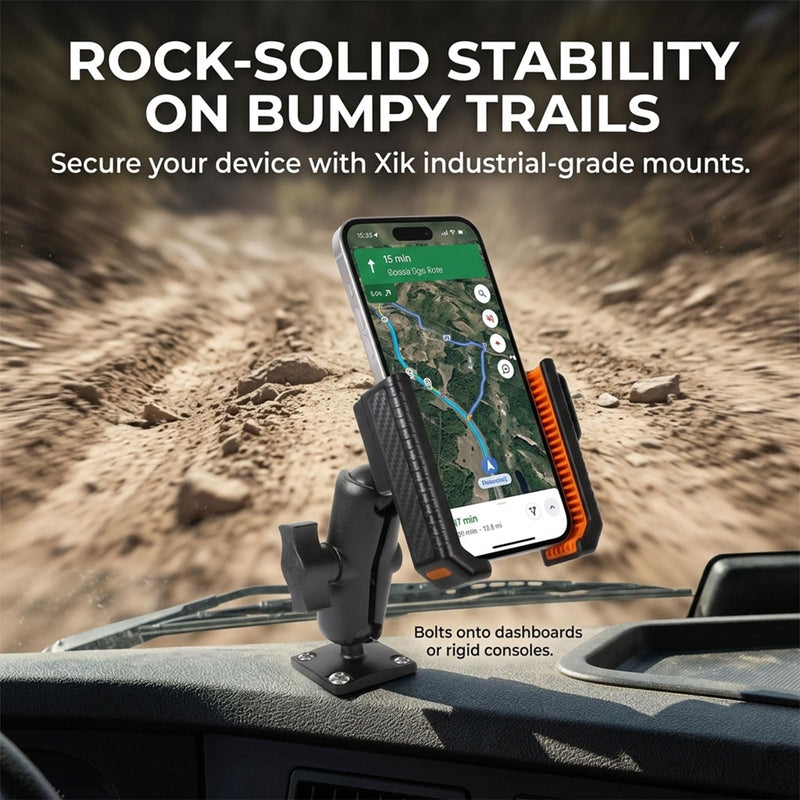 xik Phone Holder Mount for Boat, Kayak & Truck - Square AMPS Base | 3.54” Medium Arm, [1s Quick Lock & Release] [360° Adjustable], Fits 4.7"-7.2" Phones, Surface Mount for Dashboard Medium(3.54" Arm)