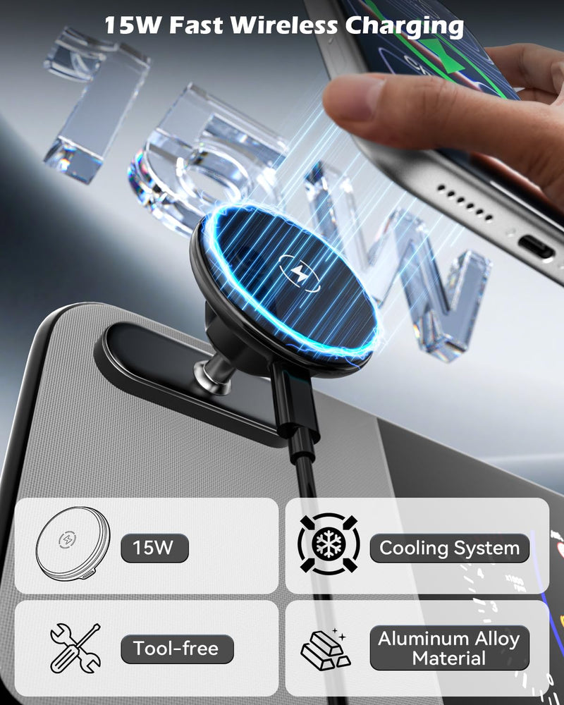 CloudValley 15W Charging for Hyundai Ioniq 5/Ioniq 9 Phone Mount, Magnetically Attaches to Metal Dashboard Phone Holder for 2022-2025 Ioniq5 2026 Ioniq 9, 2024-2025 Sonata Kona & 2025-2026 Tucson Wireless Charging