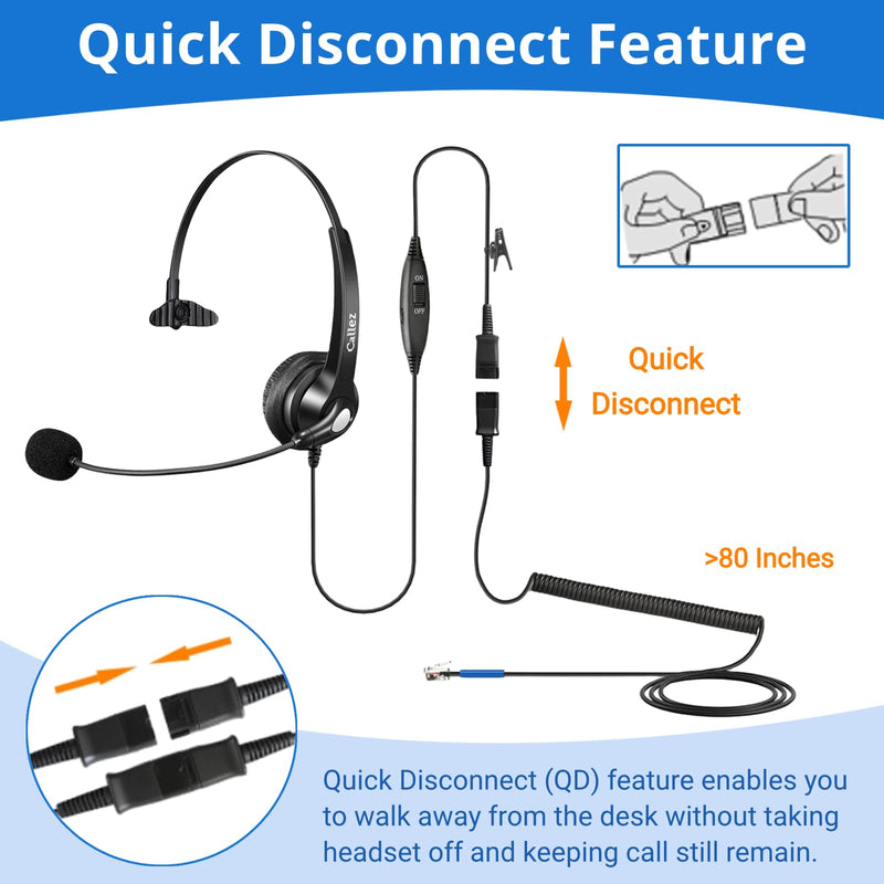 Callez Cisco Phone Headset with Mic Noise Cancelling, RJ9 Office Telephone Headset with Quick Disconnect Cord Compatible with Cisco IP Phone 7940 7942 7945 7960 7962 7965 7821 7841 8811 8841 8845 8851
