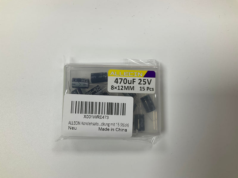 470uF 25V 8x12mm Electrolytic Capacitor 470 UF MFD 25 Volt 0.32x0.47in Aluminum Capacitors (Pack of 15) 470uF 25V 8x12MM