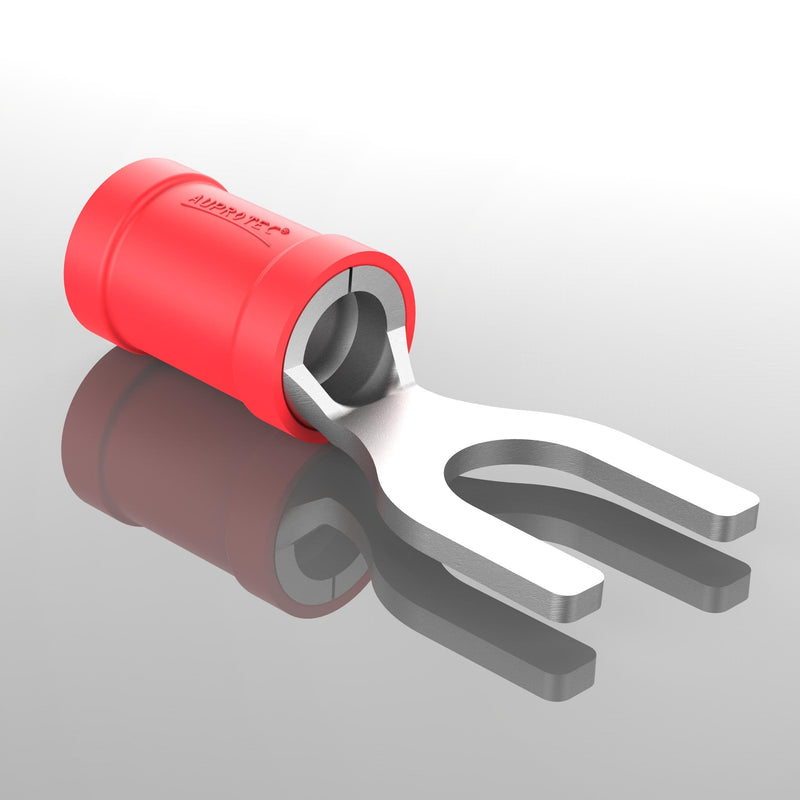 [AUSTRALIA] - AUPROTEC 100x Fork Cable Lugs 0.5-1.5 mm² Red, Hole Diameter M4 Partially Insulated PVC SV Cable Connector Made of Tin-Plated Copper 100 Stück 0.5 - 1.5 mm² red, M4 