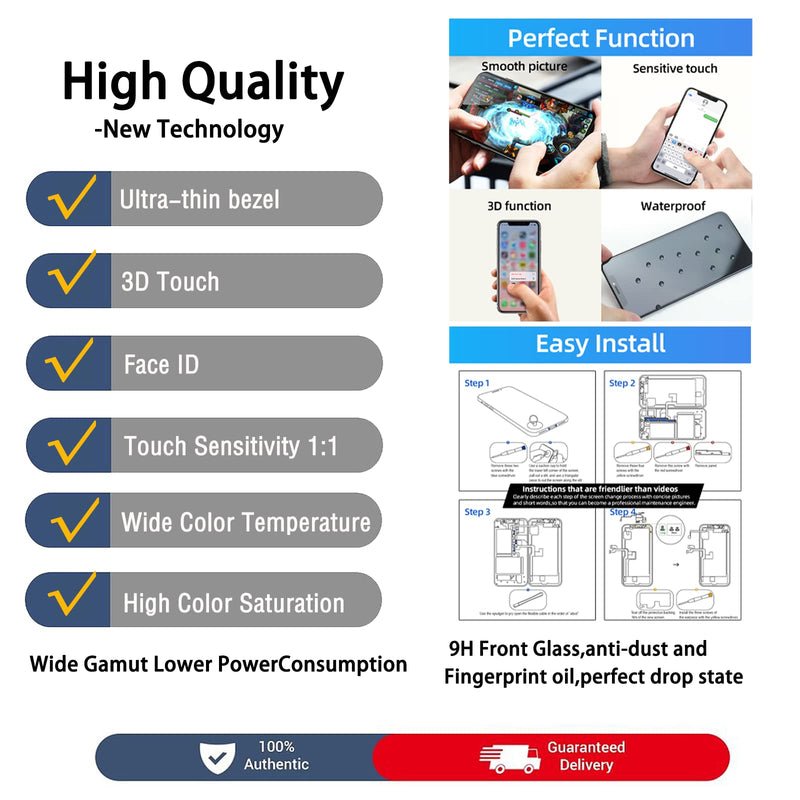 for iPhone XR LCD Screen Replacement 6.1 inch(Model A1984, A2105, A2106, A2108) Display digitizer Assembly Touch Screen,with Frame Assembly Repair Tool for iPhone XR