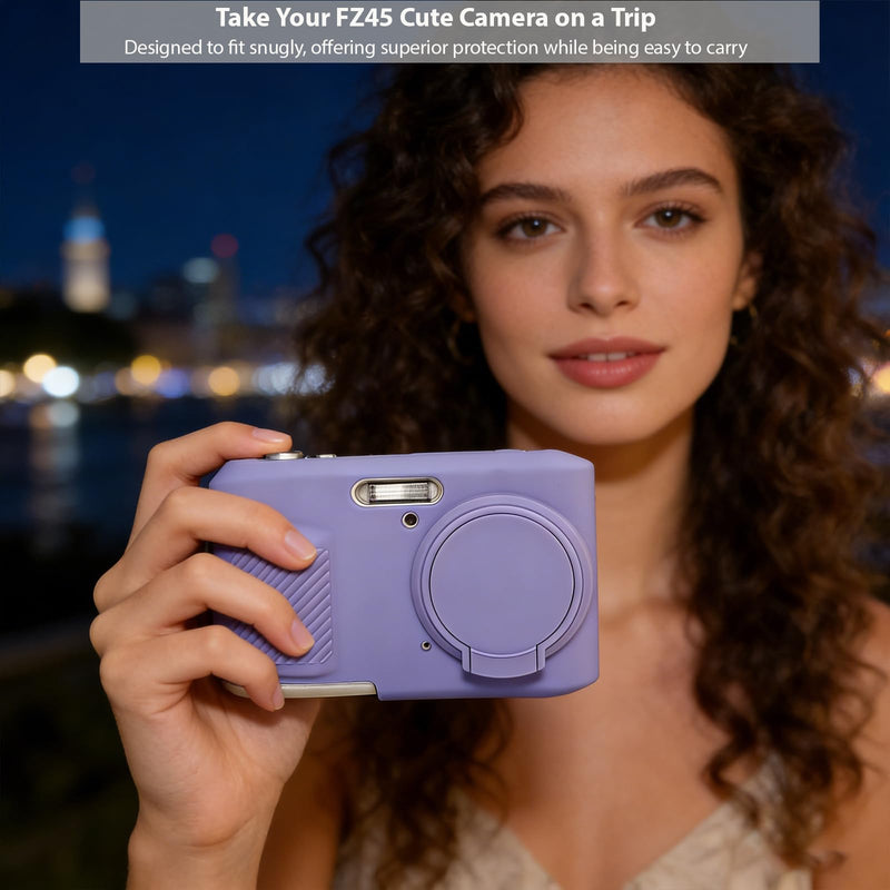 Case for Kodak PIXPRO FZ45 Digital Camera Accessories, Soft Silicone Protective Case, Slim Fit Sleeve with Removable Lens Cover and Screen Protector, Lightweight, Anti-Scratch (Lilac) Lilac