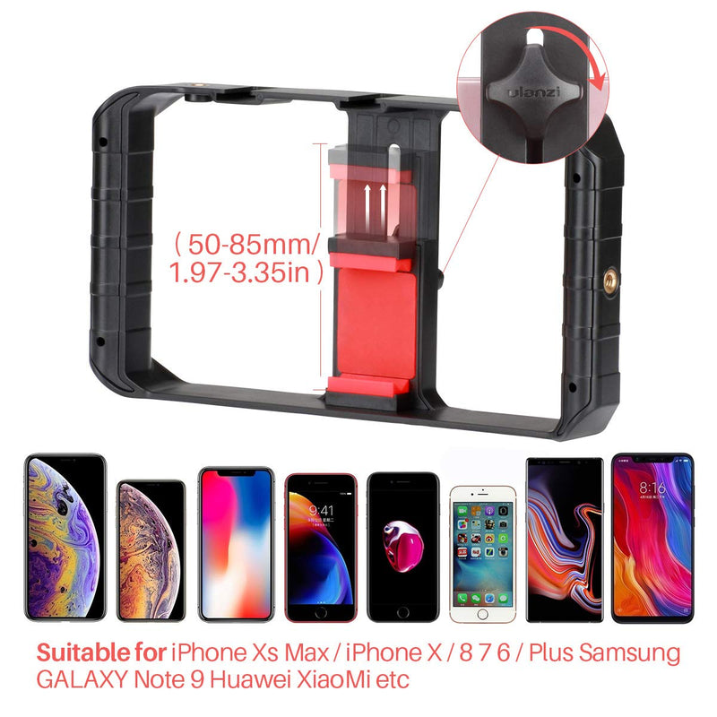 Ulanzi U Rig Pro Video Rig for iPhone, Phone Stabilizer Rig w Triple Cold Shoe Mount,Phone Tripod Mount for iPhone 12 11 Pro Max XS Max X 8 Plus OnePlus 7 Pro Samsung Google Pixel Vlogging Filmmaking