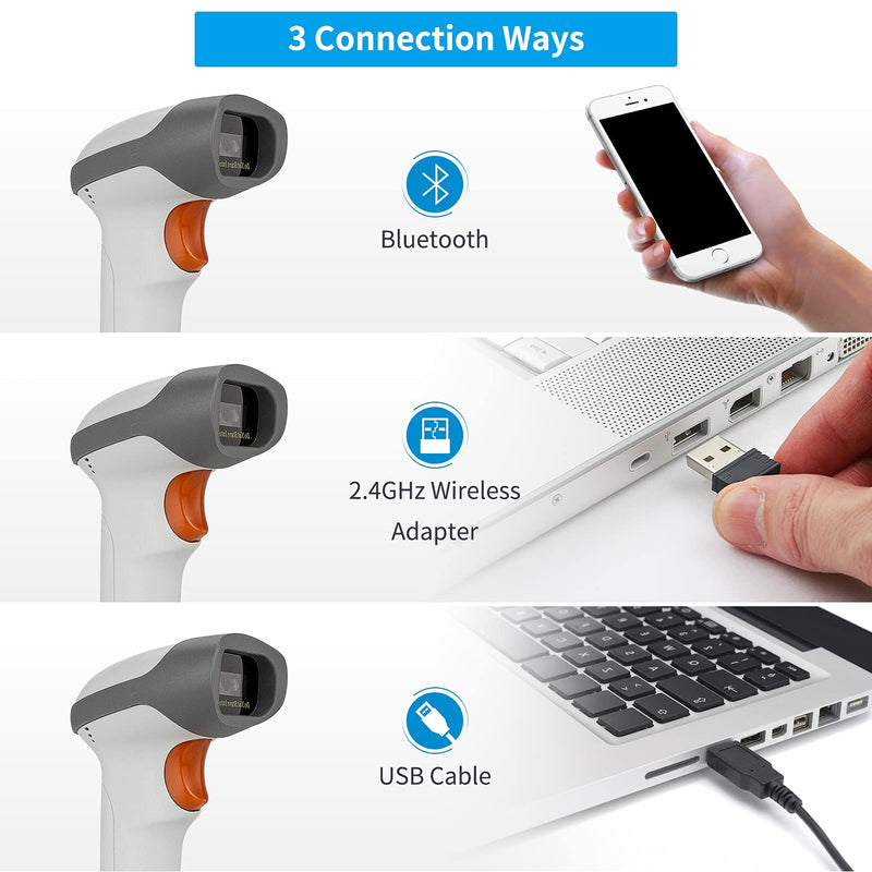[AUSTRALIA] - NetumScan Bluetooth 2D Barcode Scanner, 3 in 1 Automatic Wireless QR Barcode Reader USB Image Code Scanner for Store, Warehouse POS, Computer, Tablet, iPad, iPhone, Android 1D & 2D Scanner 