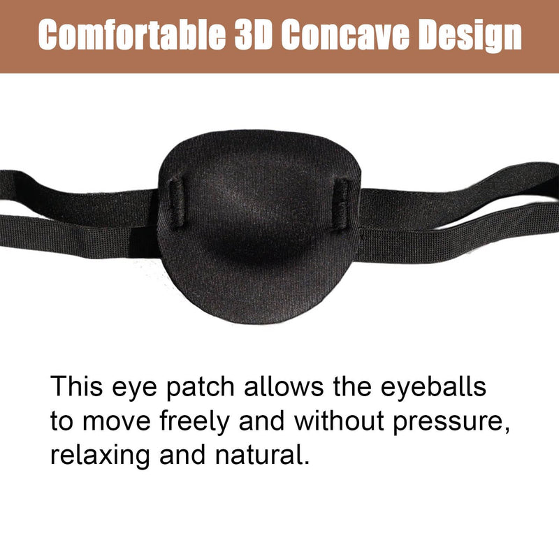 2 Pcs Eye Patch for Adults Kids,3D Adjustable Eye Patches for Amblyopia Lazy Pirate Costume(Black)