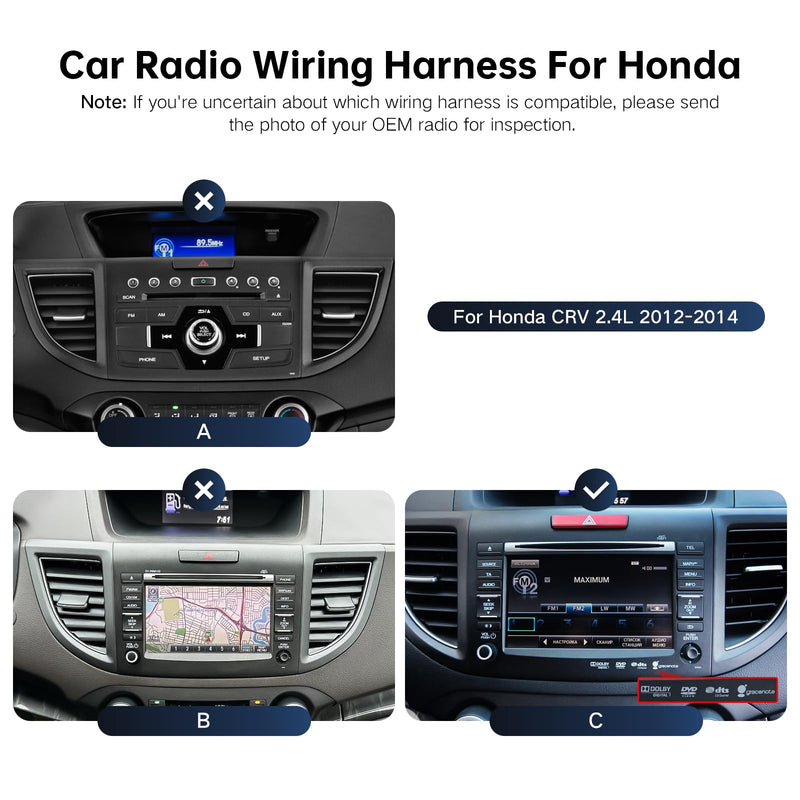 16PIN Car Radio Wire Harness with Canbus Adapter for for Honda CRV 2.4L 2013-2014, CRV MK4 2012-2014 Support SWC, Factory Backup Camera for Aftermarket Android Stereo Head Unit CAN020-R, 12-14 CRV 2.4L