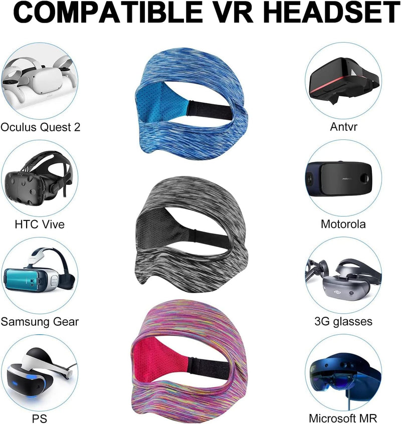 VR Eye Mask Cover Breathable Sweat Band with Oculus Go Quest 2 Adjustable Sizes for VR Glass VR Accessories（3pcs）