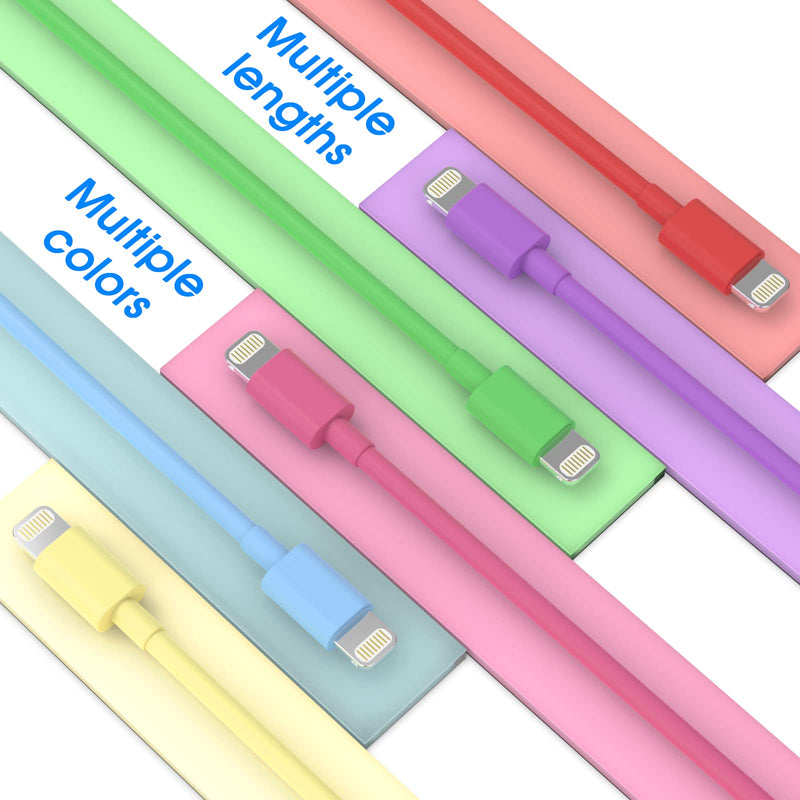 [AUSTRALIA] - [Apple MFi Certified] iPhone Charger, 6Pack(3/3/6/6/6/10 FT) Lightning Cable Apple Charging Cable Fast Charging High Speed USB Cable Compatible iPhone 14/13/12/11 Pro Max/XS MAX/XR/XS/X/8-multicolor 