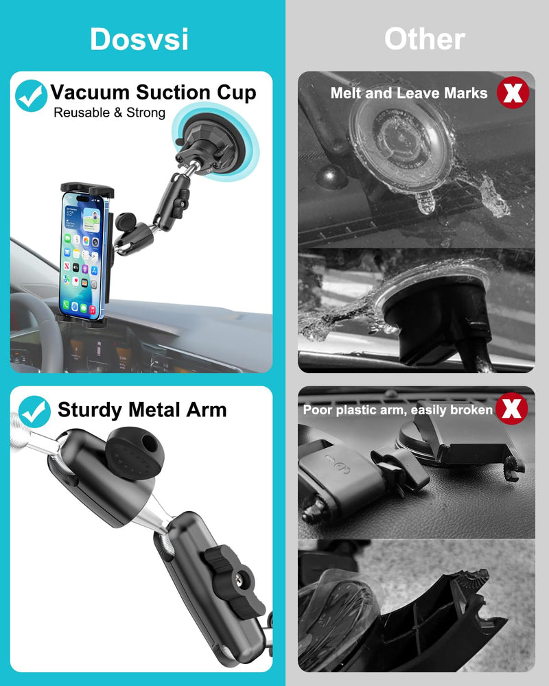 Pilot Phone Holder, Aviation Window Phone Mount, Ultra Suction Cup | 360° Metal Arm Airplane Windshield Cellphone Mount, Aircraft Cockpit Stand for iPhone 17 16 15 Pro Max, iPad, 4-13" Device