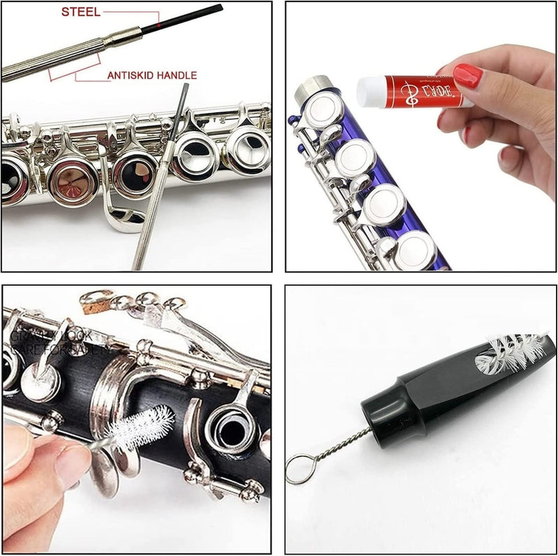 Saxophone Cleaning kit, Clarinet Cleaning Kit with Maintenance Kit,Cork Grease,Swab,Strap,Cleaning Cloth,Thumb Rest,Reed Case,Mouthpiece Brush and More blue