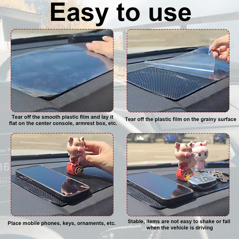 Car Dashboard Anti-Slip Mat, 10.6”x 5.9” Anti-Slip Sticky Pad for Car Dashboard, Non-Slip Mat for Phones, Sunglasses, Electronics & Accessories – Reusable Sticky Dash Fix, Heat-Resistant, No Residue