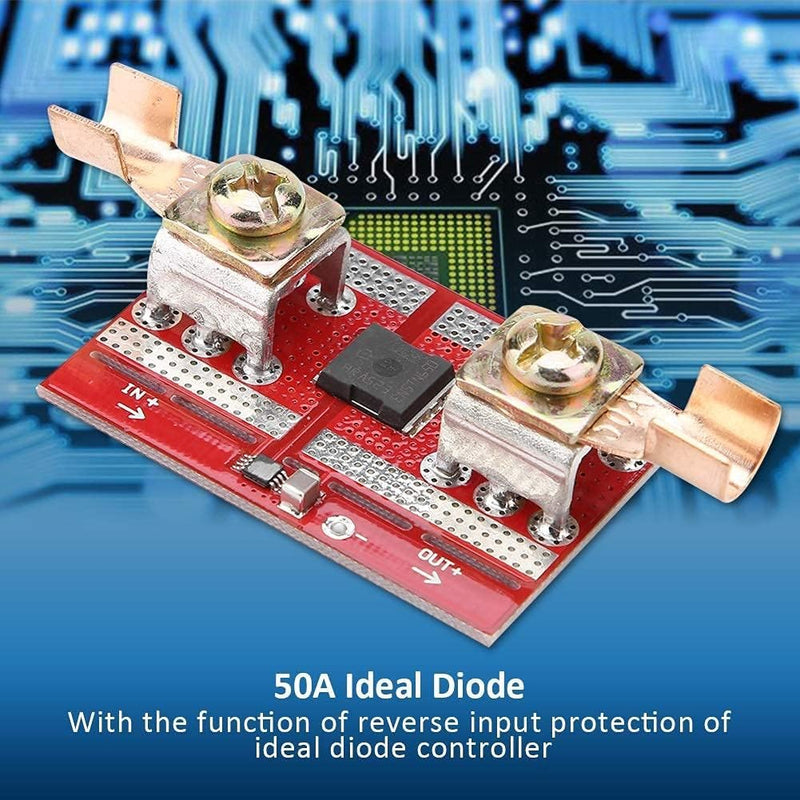 DEWIN Ideal diode, 50 A high current diodes, solar charging, anti-backflow protection board, positive low resistance for charging protection against irrigation, for parallel connection of solar cells