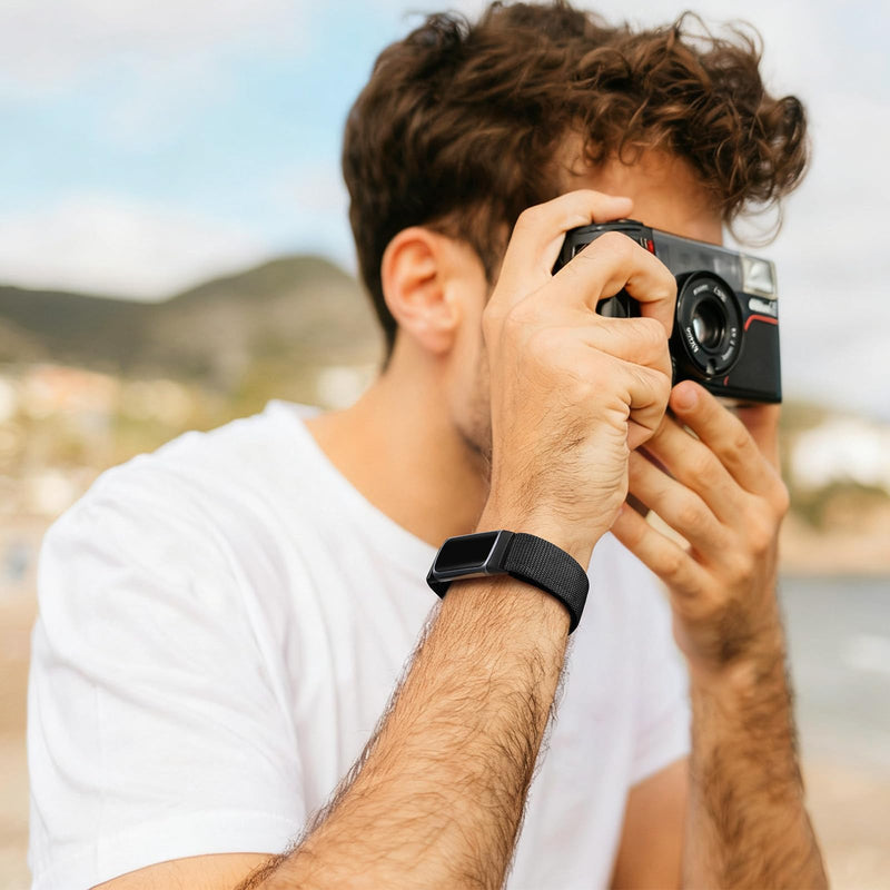 Bandletic Fidlock Magnetic Watch Band Compatible with Fitbit Charge 6/5 | Fidlock Magnetic Buckle Snaps On/Off in One Second, Skin-friendly All-day Wear at Work or Gym, for Charge 6/5 Fitness Tracker Black Large(7.1"-8.5")