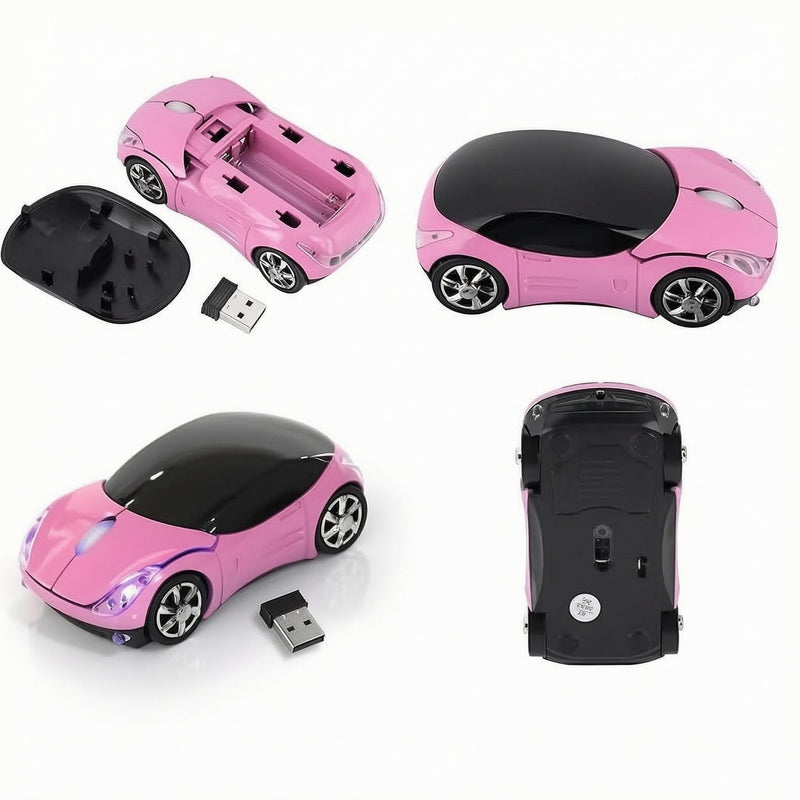 Cute Wireless Mouse 2.4G USB, Portable Mini Car Mouse with Receiver, 1600 DPI Adjustable Silent Click Optical Mice, Ergonomic Computer Mouse for Laptop, PC, Mac, Tablet, Travel & Office (Pink) Pink