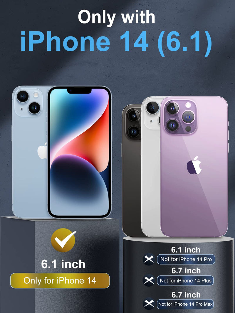 WIFORT for iPhone 14 Waterproof Case - Metal Full Body Protection Case Built-in [Screen Protector][IP68 Water Proof][14FT Military Grade Dropproof][Compatible with MagSafe] Phone Cover, 6.1" Black