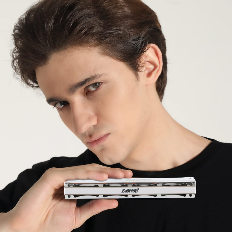 East top Tremolo Harmonica Key of F, 24 Holes Professional Tremolo Mouth Organ T2406S Harmonica For Adults, Professionals and Students
