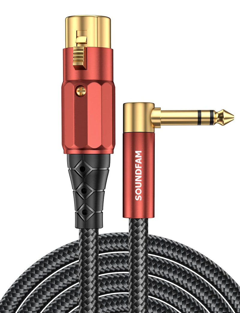 XLR Female to 1/4 Inch 90 Degree Right Angle 6.35mm TRS to XLR Female Balanced Interconnect Cable for Guitar, Subwoofer, Mixer, Microphone(16Feet/5M) 16 Feet Wine Red_XLR Female to 1/4" 6.35mm