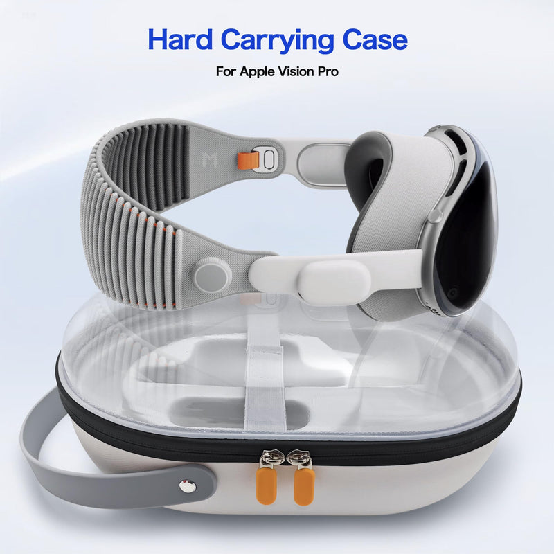 AWINNER Hard Carrying Case Compatible for Apple Vision Pro, Accessories VR Headset with Elite Strap, Ultra-Sleek Design for Travel (Transparent) Transparent