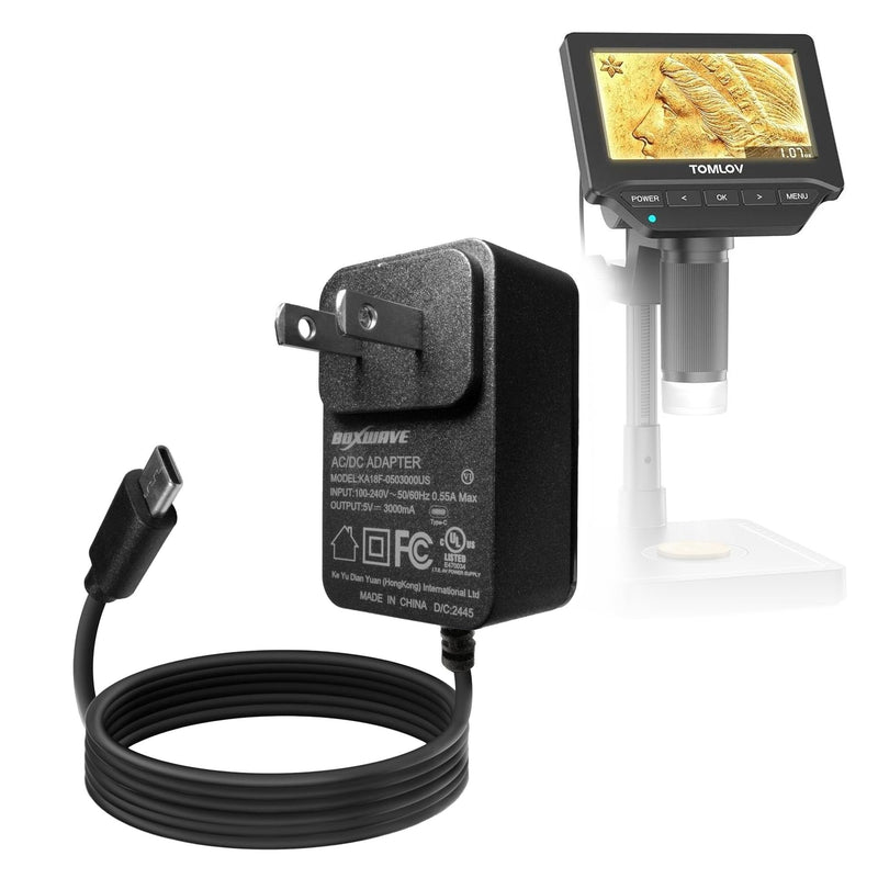 [AUSTRALIA] - BoxWave Charger Compatible with TOMLOV DM4W Microscope - Wall Charger Direct (15W), Rapid Charge Your Device with Built-in 3ft Cable 