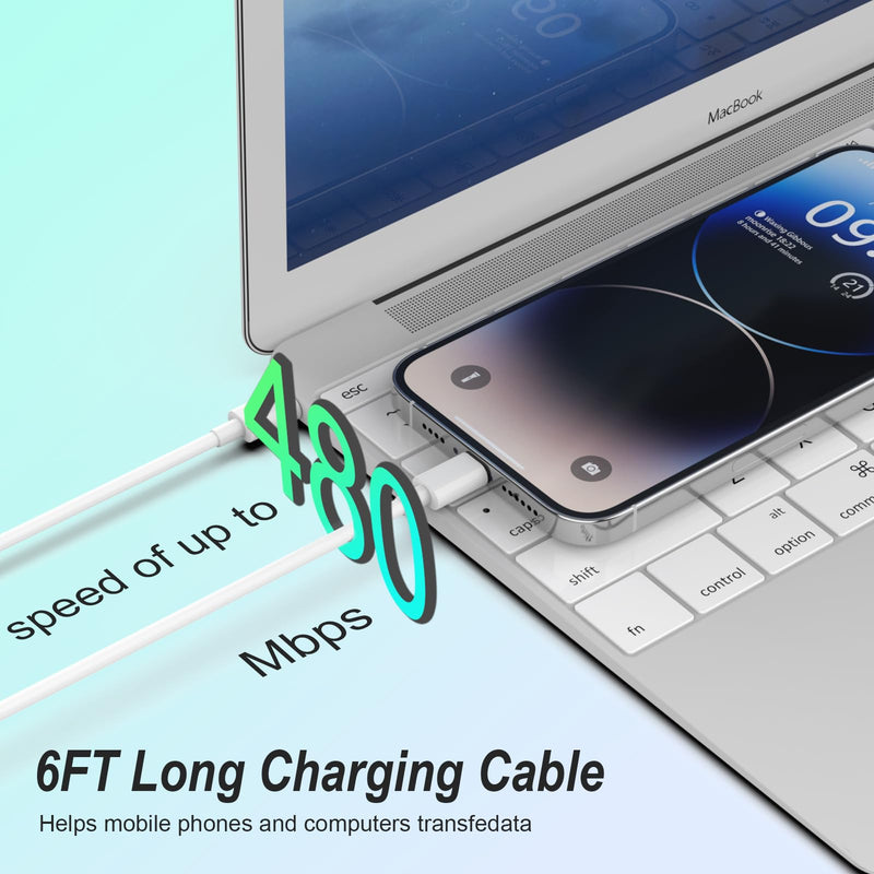 Phone 15 Charger [MFi Certified] 2 Pack 20W USB C Fast Wall Charger Block with 2 Pack 6 FT USB-C to C Cable for iPhone 15/iPad Series, Galaxy, AirPods Pro 6FT
