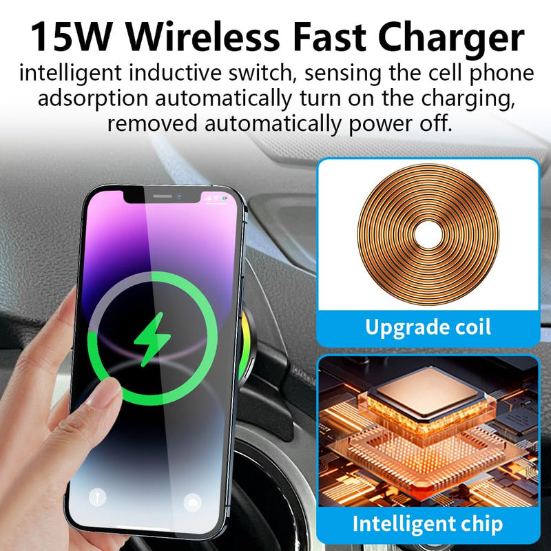 Car Magnetic Phone Mount for Toyota Tundra 2014 2015 2016 2017 2018 2019 2020 2021 Auto Interior Accessories Best Cellphone Holder Fast 15W Wireless Charger Cell Phones Charging Screen Stand for Toyota Tundra 2014-2021