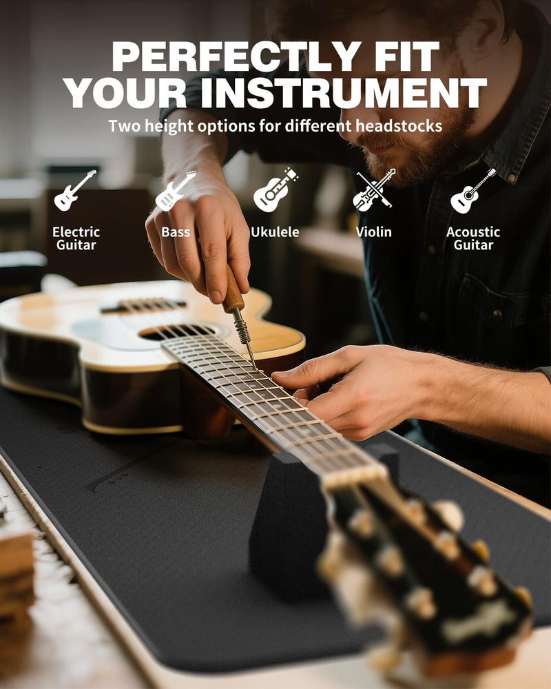 [AUSTRALIA] - FA-16 Guitar Neck Rest and Guitar Mat, Guitar Cleaning Kit Tool with Dual Heights Support, TPE Material Workbench Mat, Repair and Maintenance Work Mat for Guitar Bass Banjo Mandolin Ukulele 